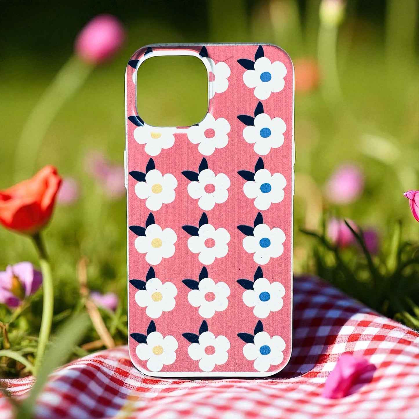 Retro Floral Tough Phone Case in Coral Pink - Google Samsung Iphone - Enamelhappy