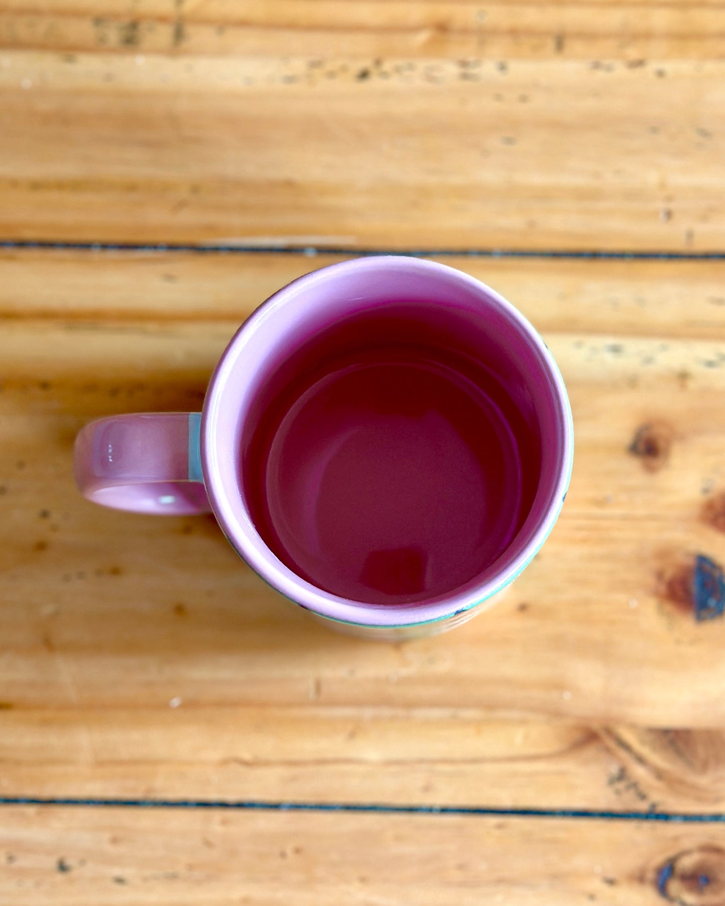 Retro Floral 11oz Ceramic Mug - Meadow Green with Pink - Enamelhappy