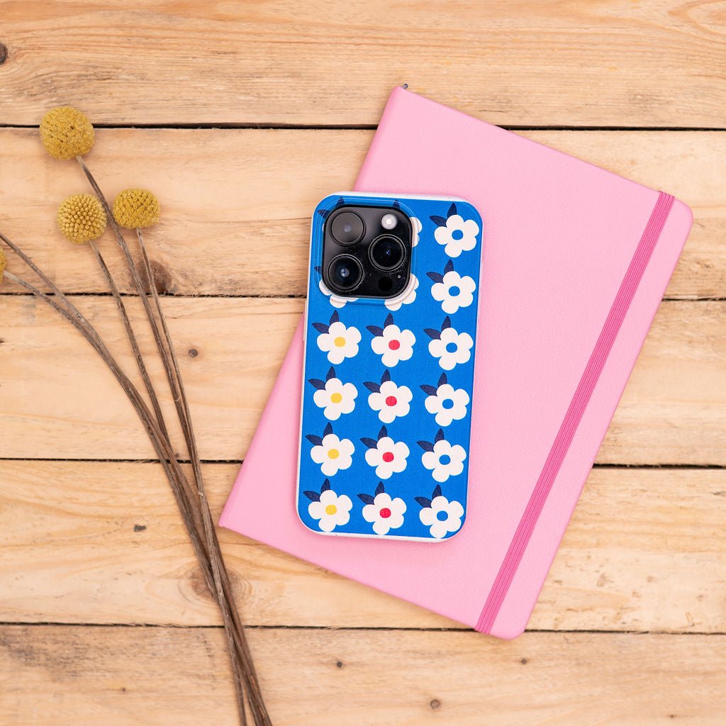 Retro Floral Tough Phone Case in Ocean Blue - Google Samsung Iphone - Enamelhappy