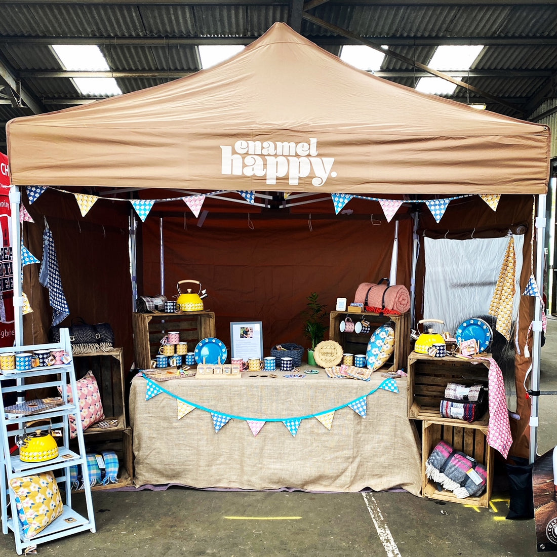 Enamelhappy colourful trade  stand at the Campervan Campout May 2023