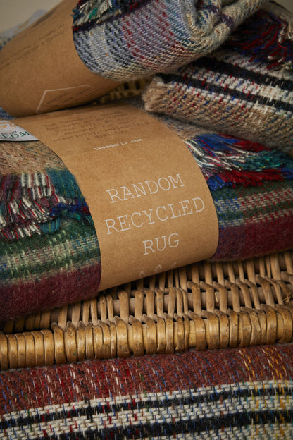 Tweedmill Recycled Wool Rug/Blanket /Throw - Rustic Random Unique Eco Sustainable Multi-Coloured 120cm x 150cm