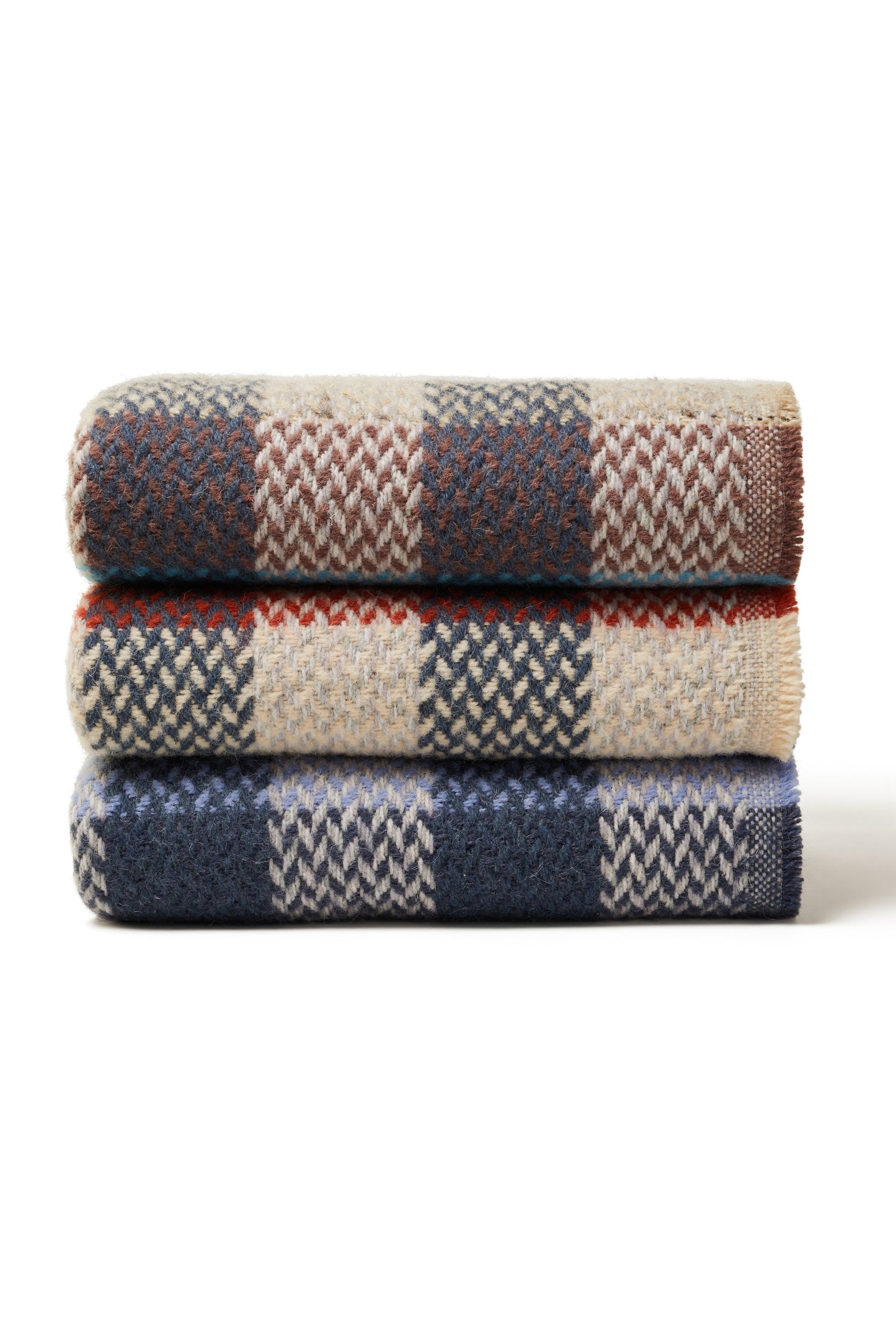 Recycled 100% Pure Wool Celtic Weave Check Throw Blanket British Welsh Made
