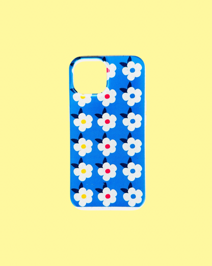 Retro Floral Tough Phone Case in Ocean Blue - Google Samsung Iphone