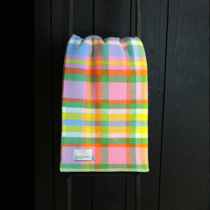 Rainbow Check Wool Throw Blanket: Tweedmill, British Made