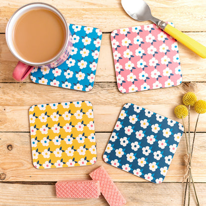 Set of Retro Floral Placemats in Honey