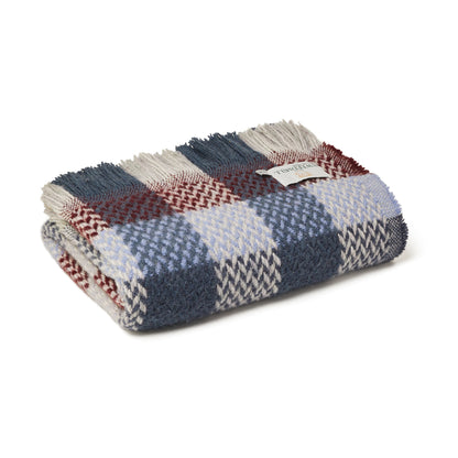 Recycled 100% Pure Wool Celtic Weave Check Throw Blanket British Welsh Made