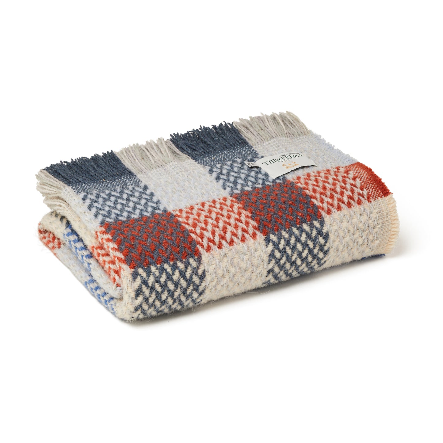 Recycled 100% Pure Wool Celtic Weave Check Throw Blanket British Welsh Made