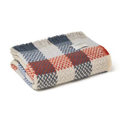 Recycled 100% Pure Wool Celtic Weave Check Throw Blanket British Welsh Made