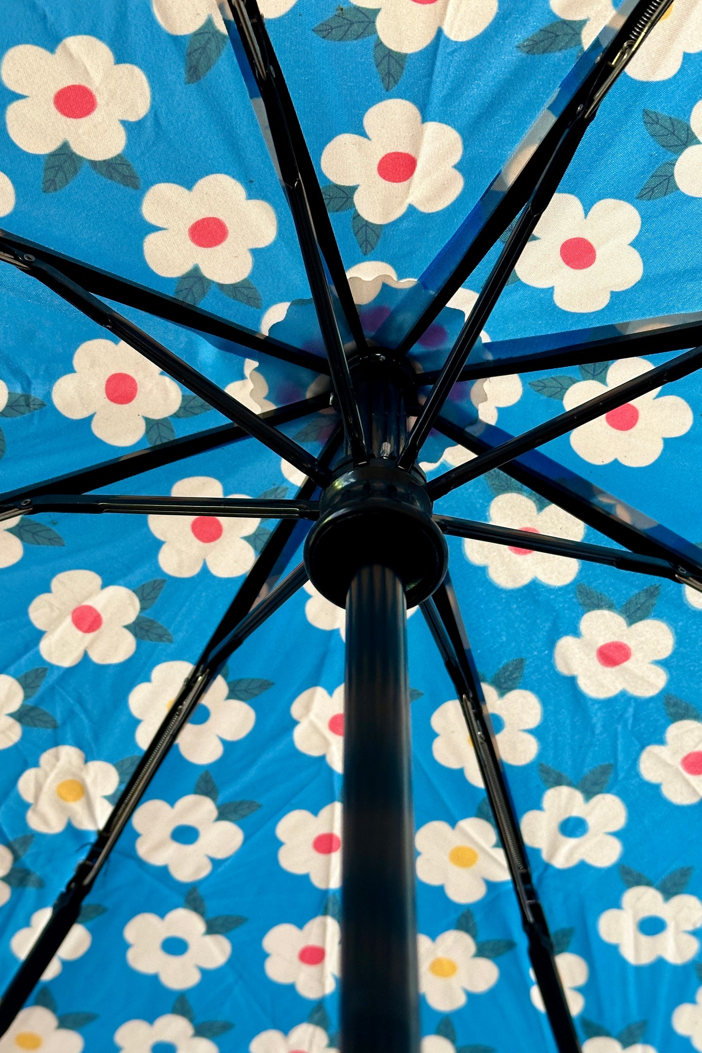 Retro Floral Design Umbrella Honey Yellow - Enamelhappy