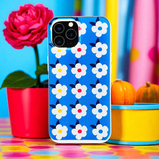 Retro Floral Tough Phone Case in Ocean Blue - Google Samsung Iphone
