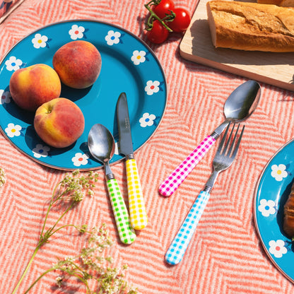 Ensemble de couverts individuels colorés à carreaux vichy - Emailhappy