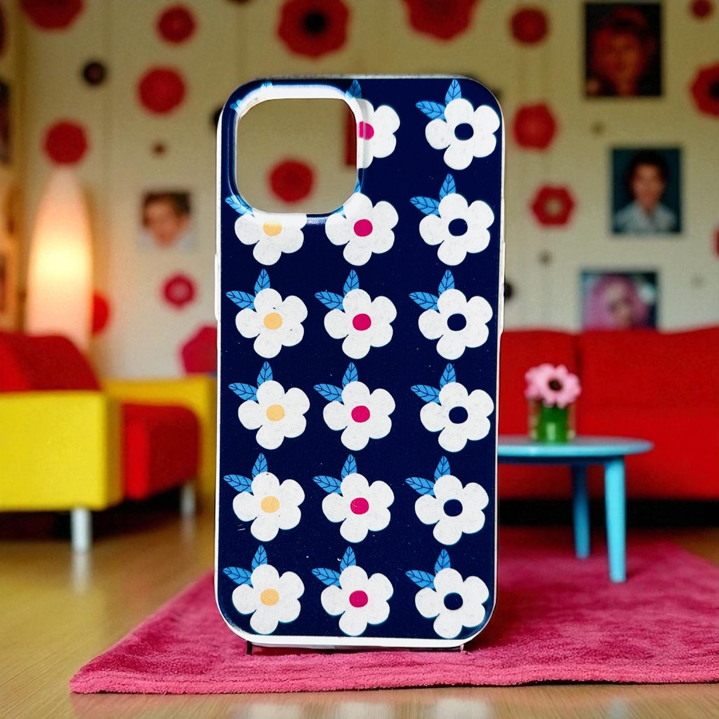 Retro Floral Tough Phone Case in Midnight Navy - Google Samsung Iphone