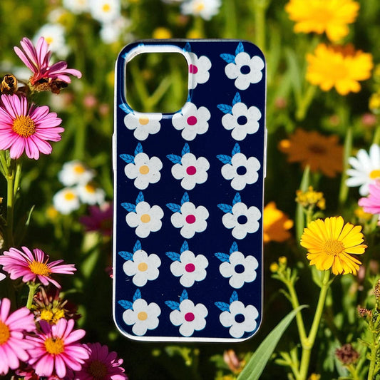 Retro Floral Tough Phone Case in Midnight Navy - Google Samsung Iphone