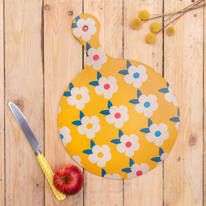 Chopping Board Honey Yellow Retro Floral - Enamelhappy