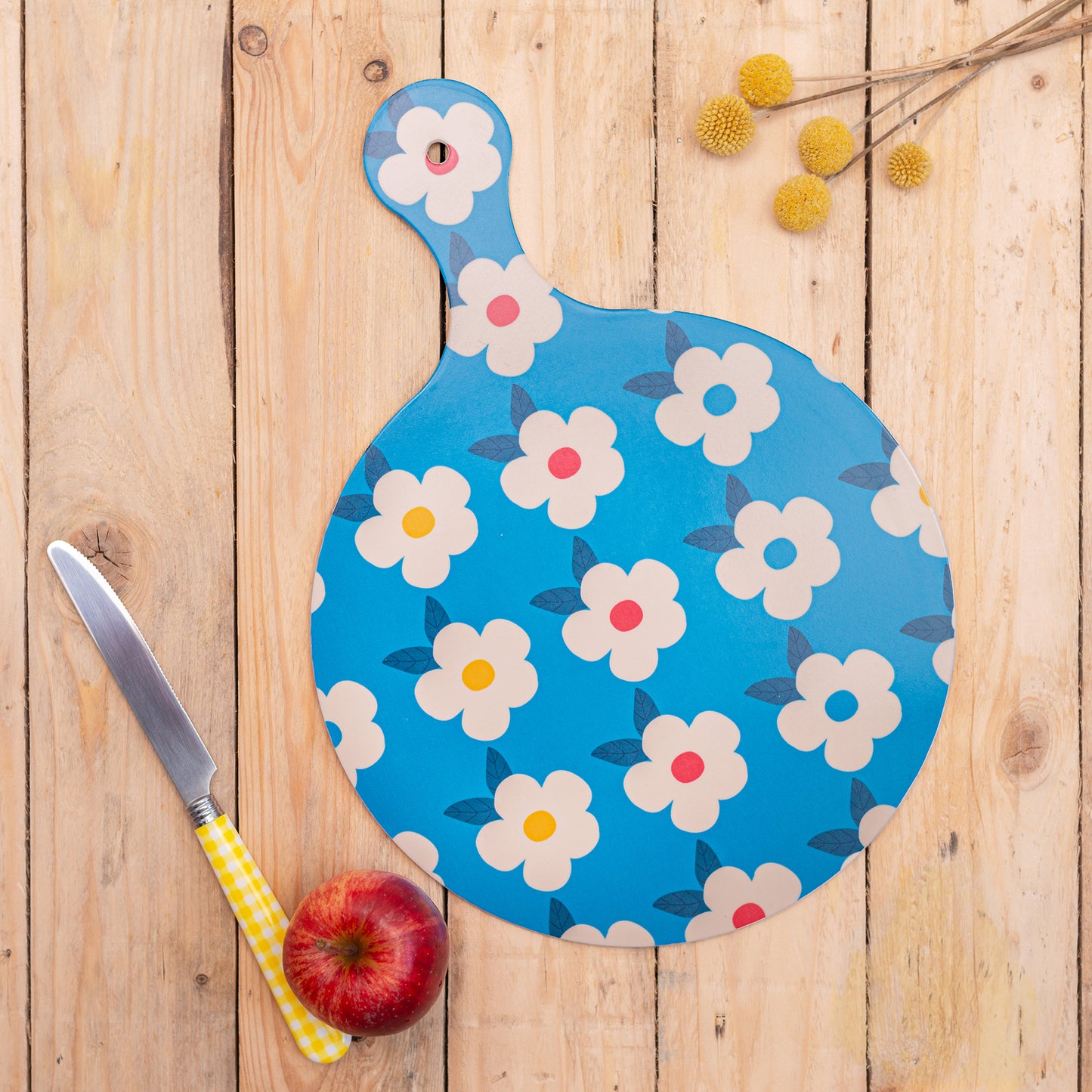 Chopping Board Ocean Blue Retro Floral - Enamelhappy