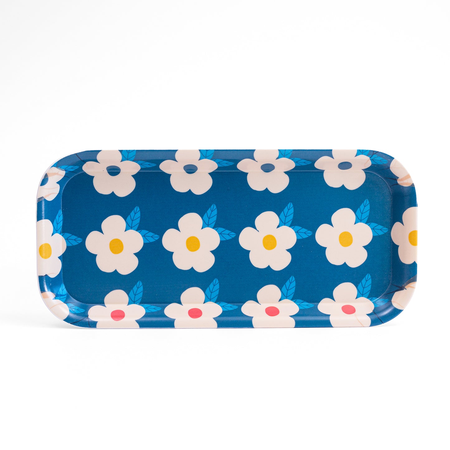 Cute Tray Retro Floral Midnight Navy Blue - Enamelhappy