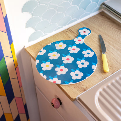 Chopping Board Navy Midnight Retro Floral - Enamelhappy