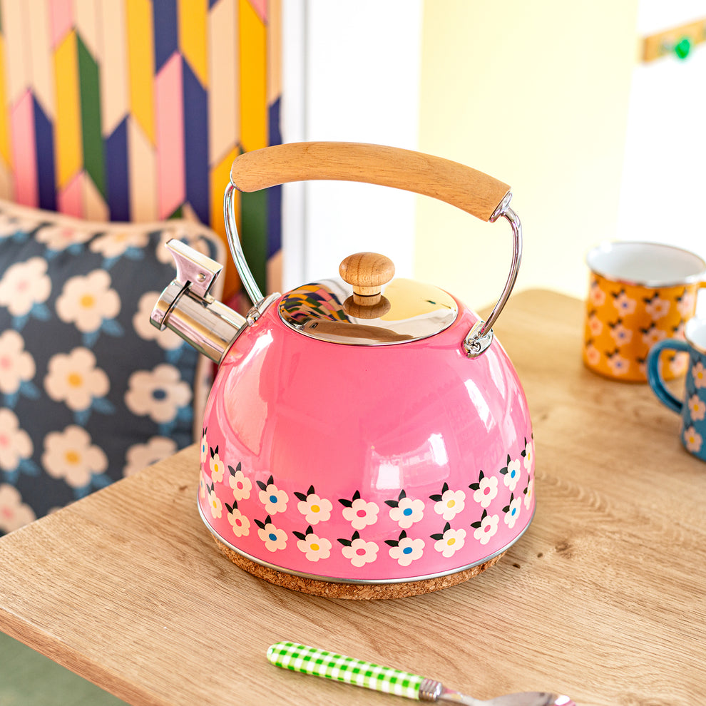 Pink Stainless Steel Whistling Kettle - 2.5L – Enamelhappy