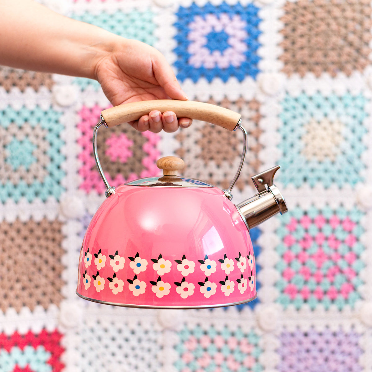 Pink Stainless Steel Whistling Kettle - 2.5L – Enamelhappy