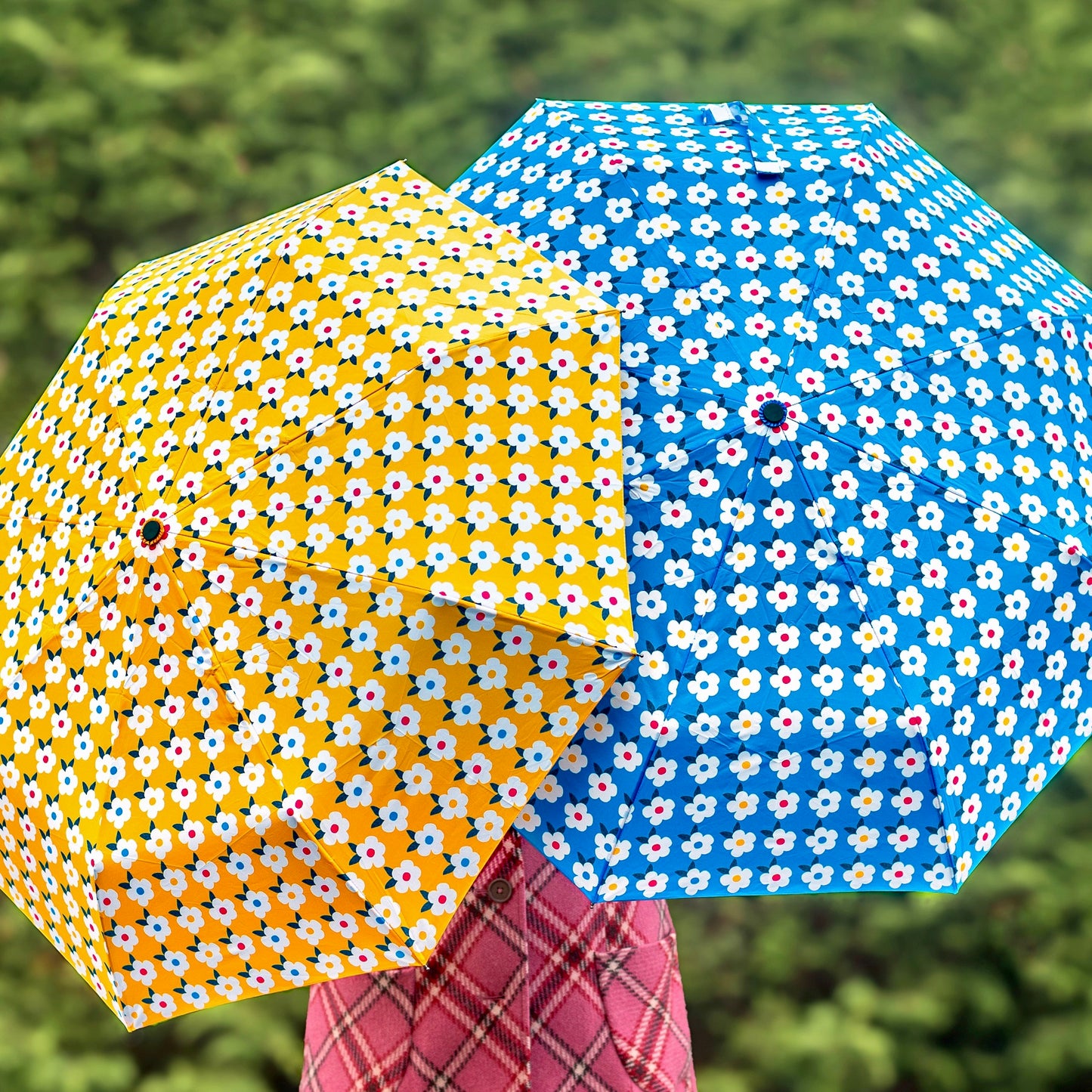 Retro-Regenschirm mit floralem Design, Honiggelb – Emaillehappy