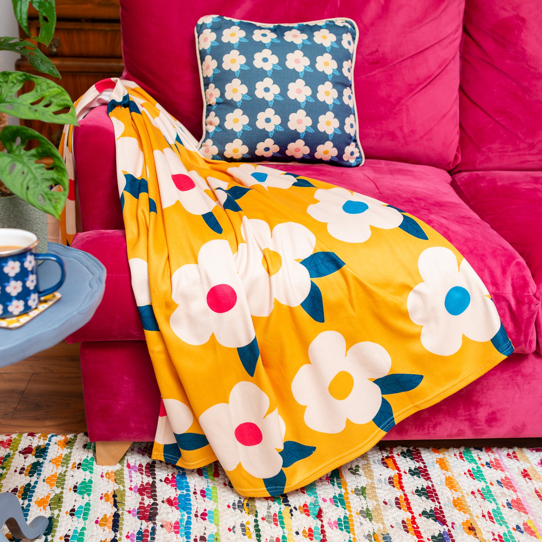 Yellow floral blanket sale