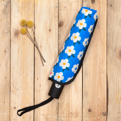 Parapluie rétro à motif floral bleu océan - Emailhappy