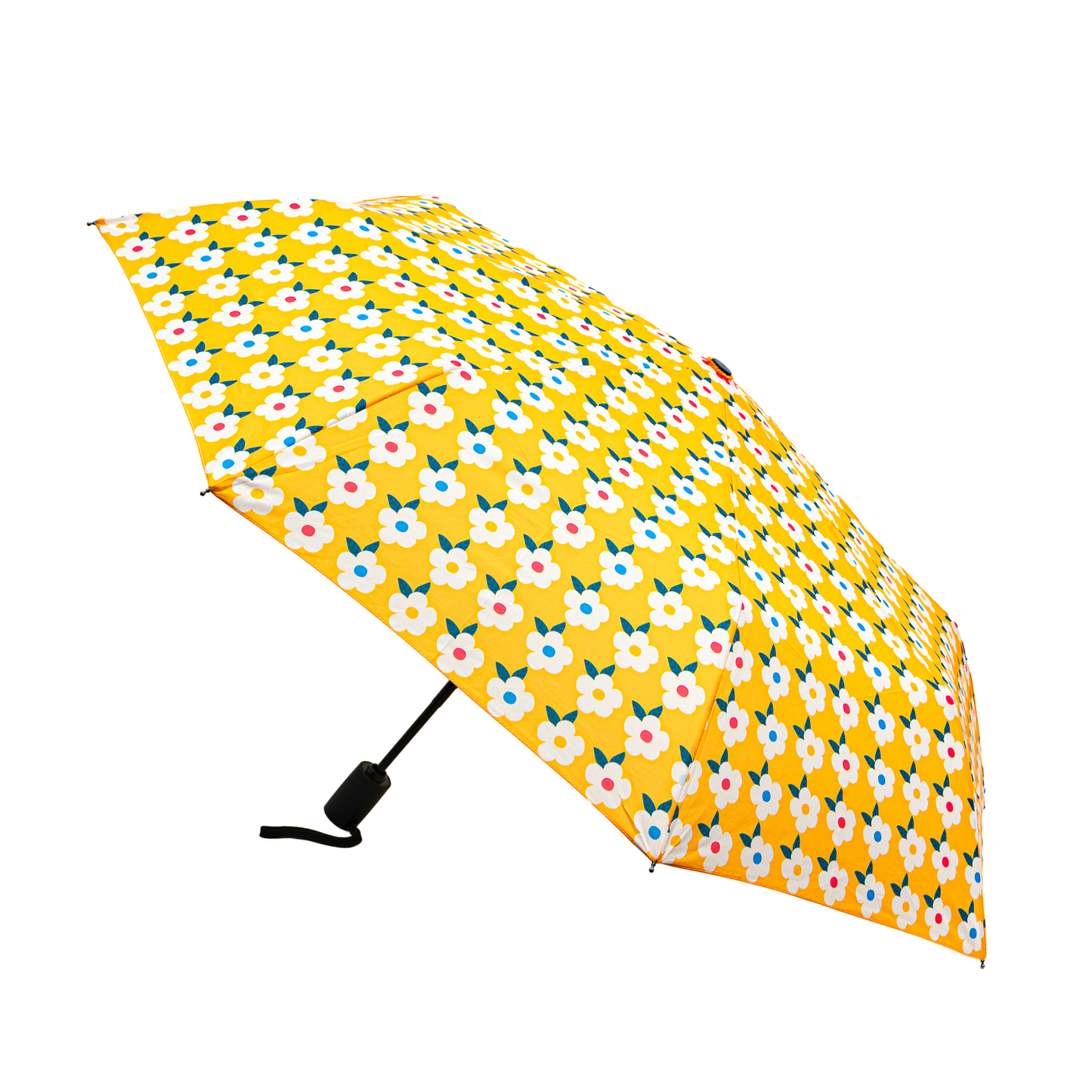 Parapluie Rétro Design Floral Jaune Miel - Emailhappy