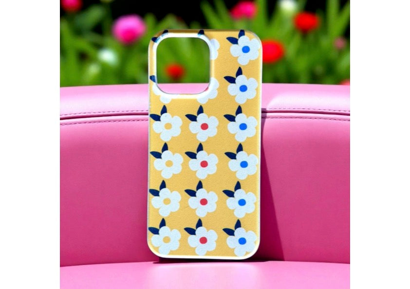 Retro Floral Eco Compostable Phone Case in Honey Yellow - iPhone Samsung