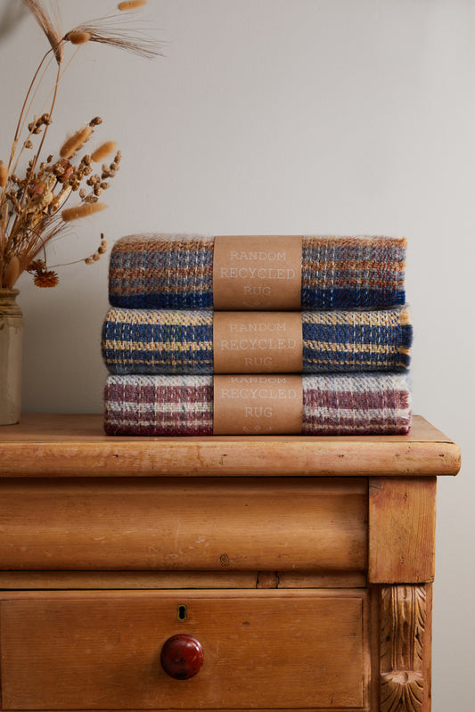 Tweedmill Recycled Wool Rug/Blanket /Throw - Rustic Random Unique Eco Sustainable Multi-Coloured