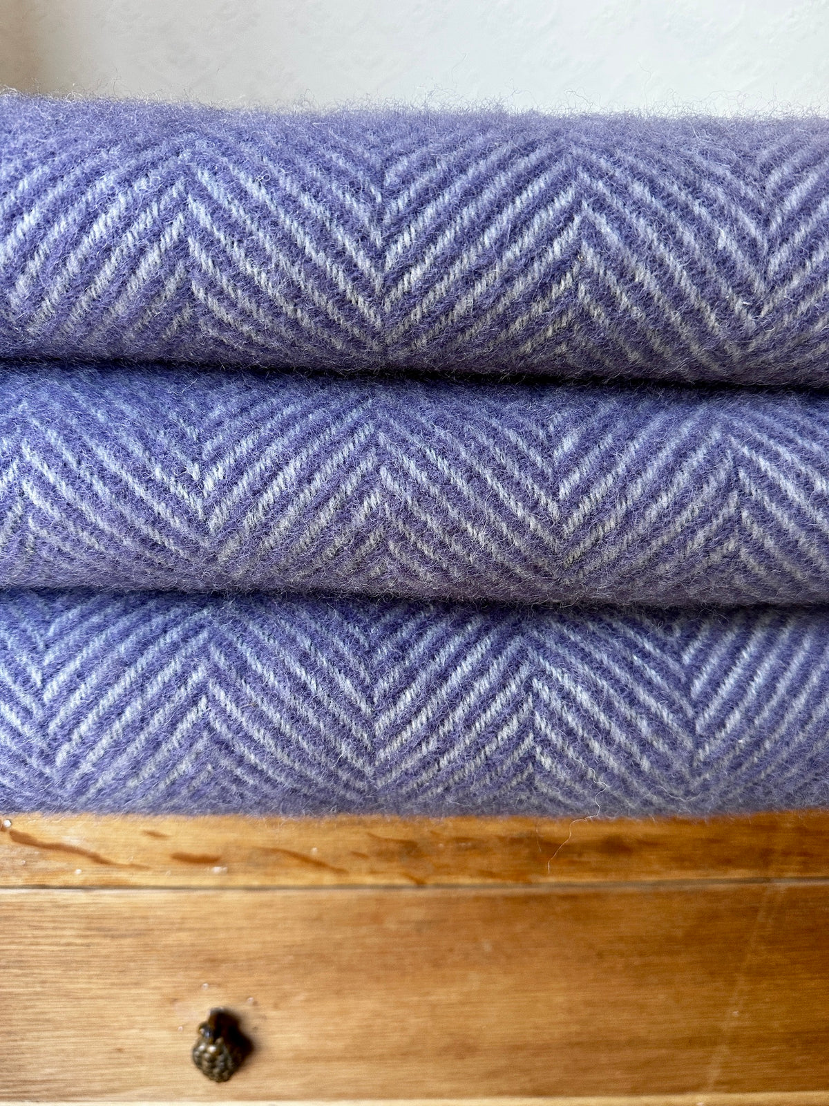 Herringbone Lavender & Silver Grey Throw Blanket By Tweedmill