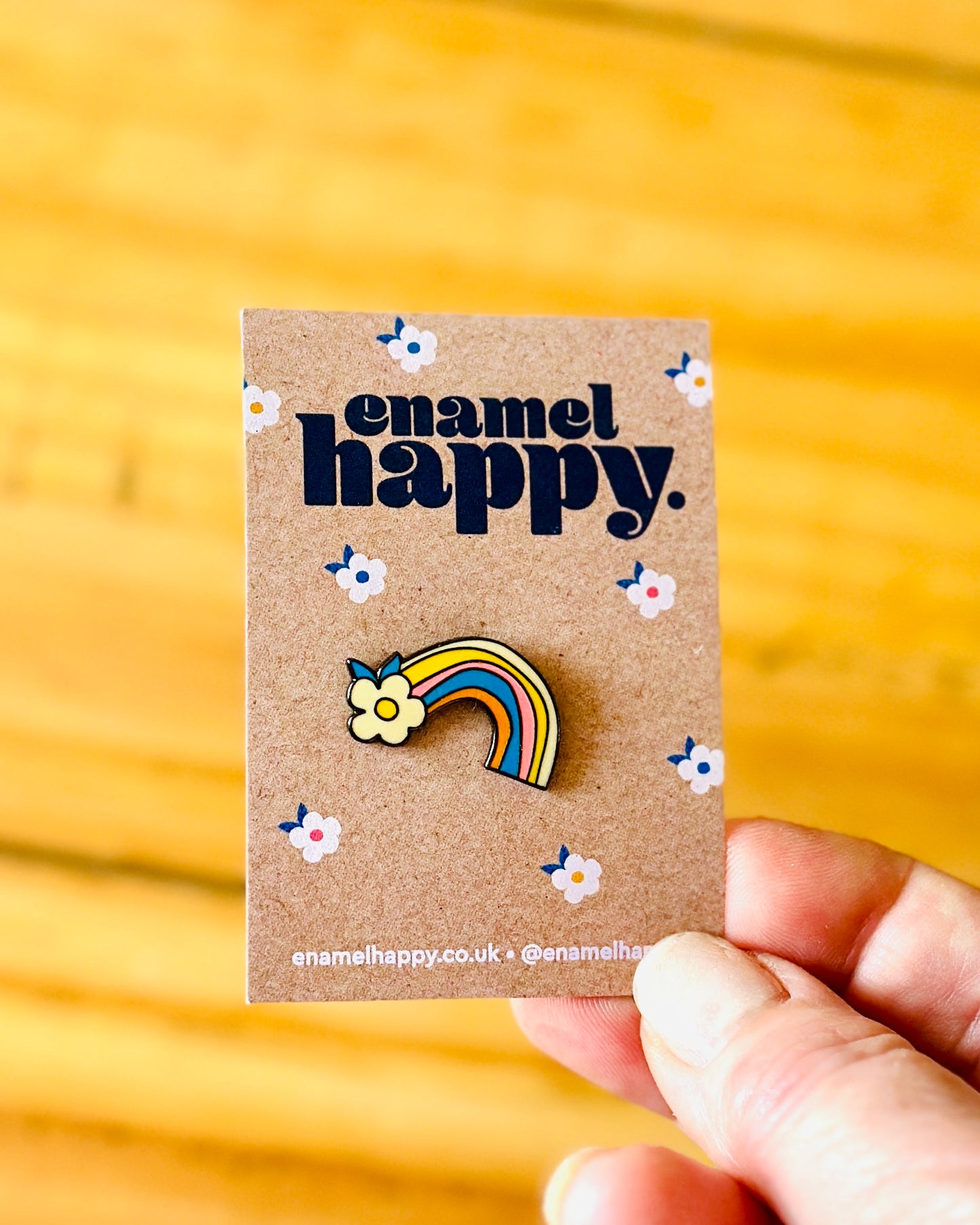 Rainbow Retro Floral Enamel Pin | Colourful Lapel Badge - Enamelhappy