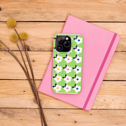 Retro Floral Eco Friendly Tough Phone Case in Meadow Green - iPhone Samsung - Enamelhappy