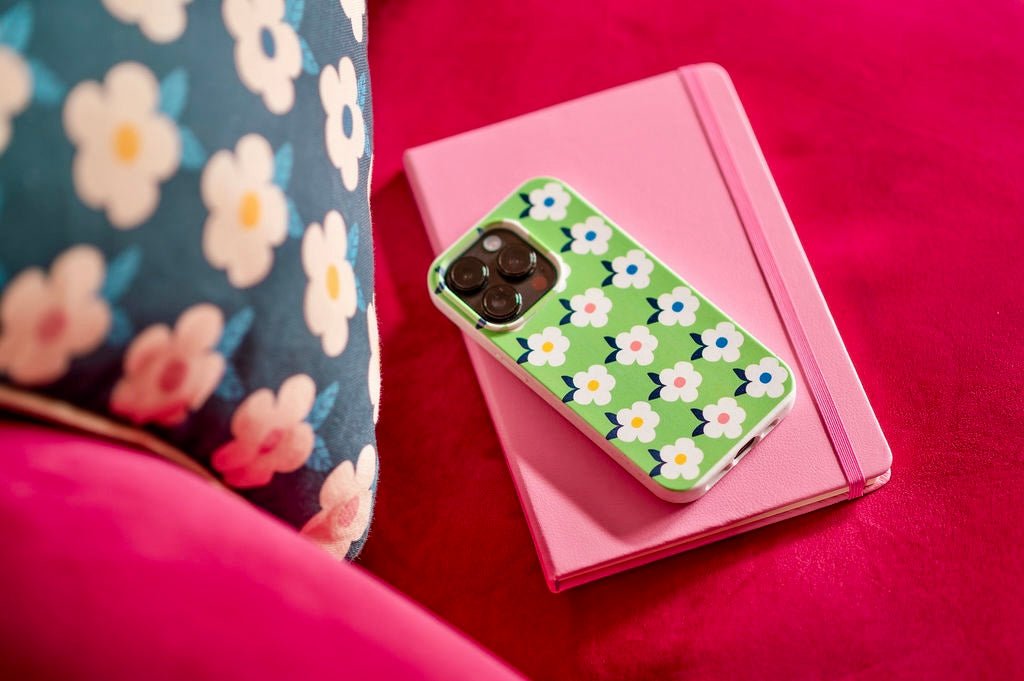 Retro Floral Eco Friendly Tough Phone Case in Meadow Green - iPhone Samsung - Enamelhappy