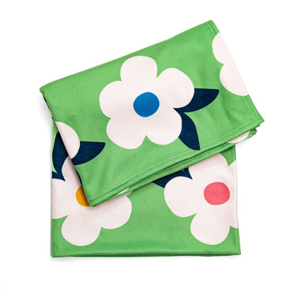 Retro Floral Meadow Green Large Fleece Blanket/Throw - Enamelhappy - Enamelhappy