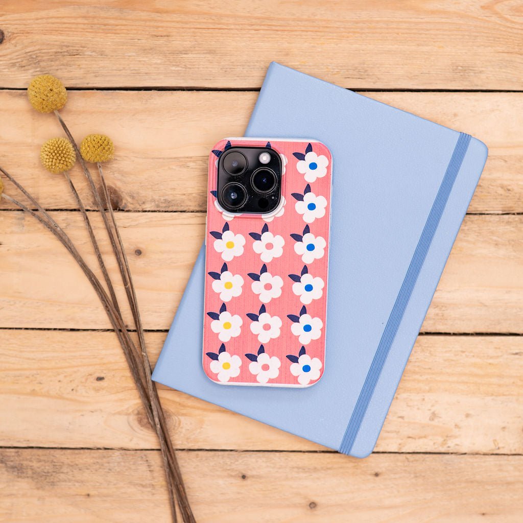 Retro Floral Tough Phone Case in Coral Pink - Google Samsung Iphone - Enamelhappy