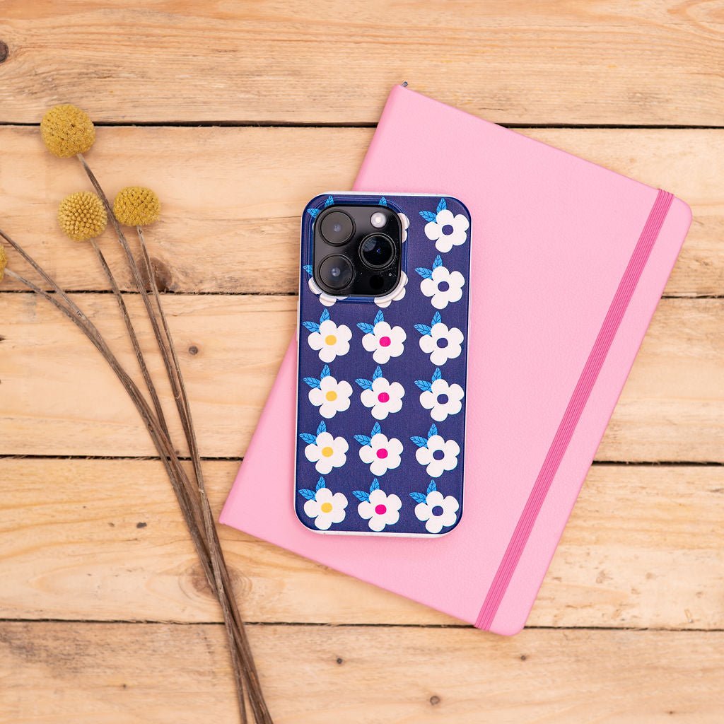 Retro Floral Tough Phone Case in Midnight Navy - Google Samsung Iphone - Enamelhappy