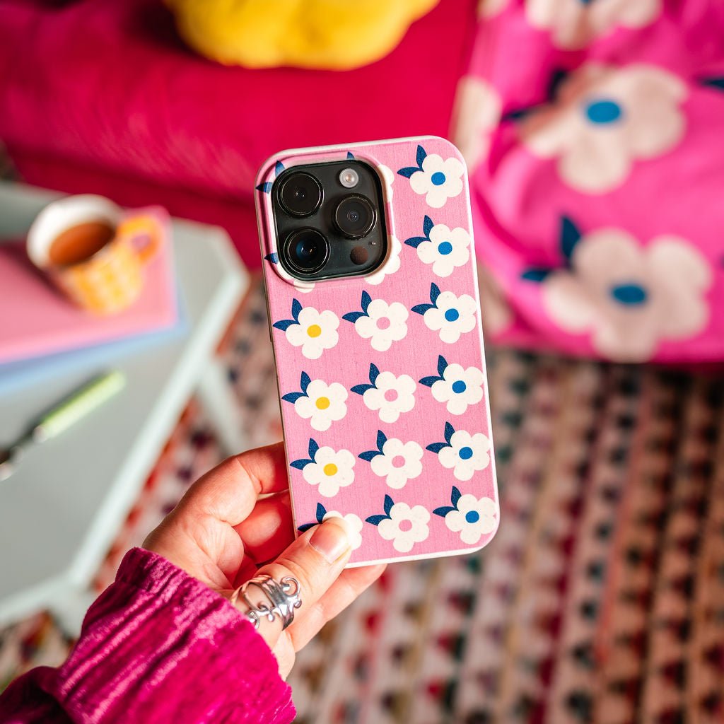 Retro Floral Tough Phone Case in Rose Pink - Google Samsung Iphone - Enamelhappy
