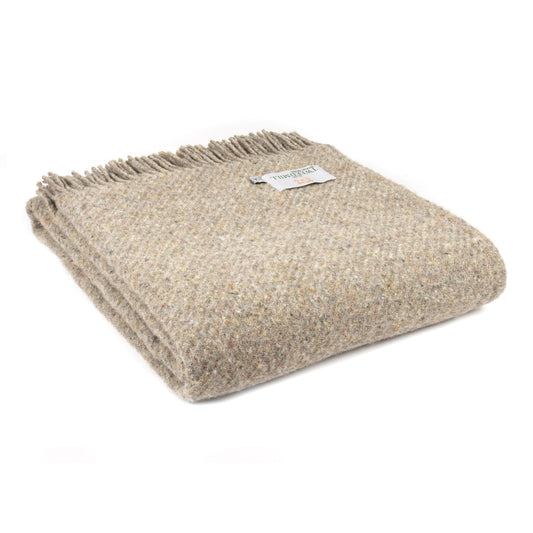 Tweedmill Rustic Recycled Diagonal Stripe Throw or Blanket 150x183 in Almond - Enamelhappy