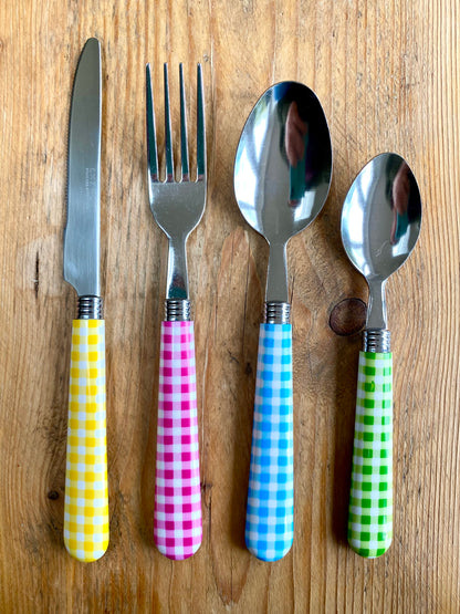Colourful Individual Gingham Cutlery Set - Enamelhappy